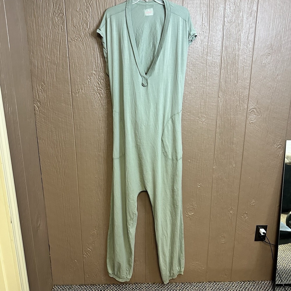 Free People Sage Green Short Sleeve Jumpsuit Romper